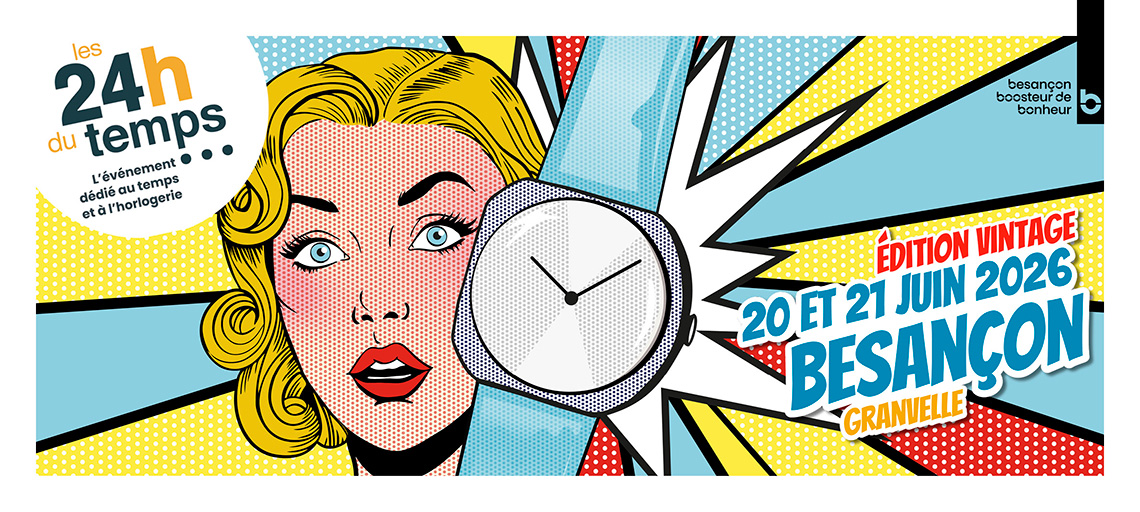 Affiche 2026 des 24h du temps, personnage féminin et montre Vintage