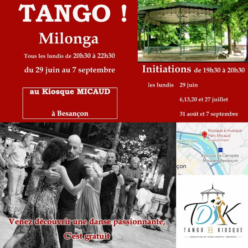 TANGO ARGENTIN AU KIOSQUE MICAUD Initiations et Milonga